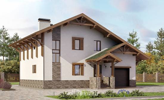 190-007-П Проект двухэтажного дома мансардой, гараж, простой коттедж из кирпича Арзамас | Проекты домов от House Expert