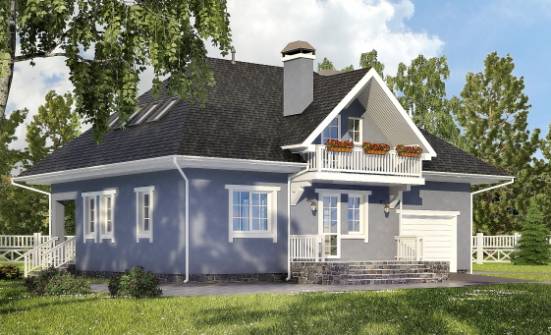 200-001-П Проект двухэтажного дома мансардой, гараж, современный домик из бризолита Бор | Проекты домов от House Expert