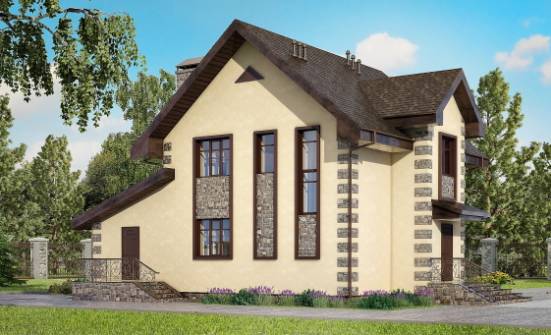 160-004-П Проект двухэтажного дома, гараж, небольшой загородный дом из газосиликатных блоков Саров | Проекты домов от House Expert