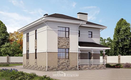 150-014-П Проект двухэтажного дома, простой коттедж из твинблока Нижний Новгород | Проекты домов от House Expert