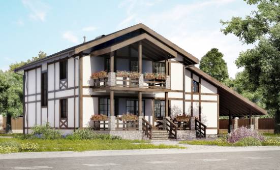 250-002-Л Проект двухэтажного дома с мансардой, гараж, просторный загородный дом из кирпича Кулебаки | Проекты домов от House Expert