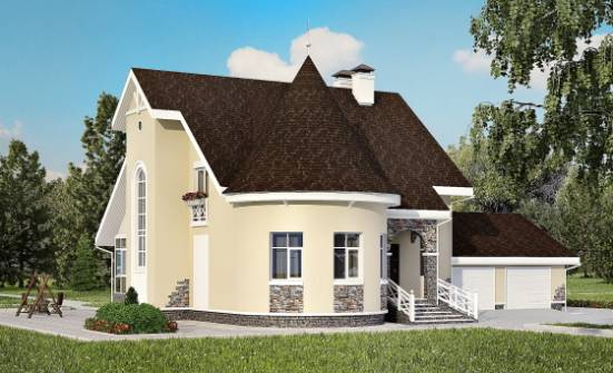 275-001-Л Проект двухэтажного дома мансардный этаж и гаражом, красивый домик из кирпича Дзержинск | Проекты домов от House Expert