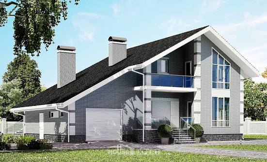 190-006-Л Проект двухэтажного дома мансардой и гаражом, классический домик из блока Кулебаки | Проекты домов от House Expert
