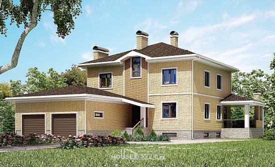 350-002-Л Проект трехэтажного дома, гараж, классический коттедж из кирпича Саров | Проекты домов от House Expert