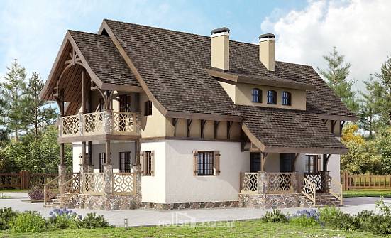 180-014-Л Проект двухэтажного дома с мансардой, простой коттедж из газобетона Выкса | Проекты домов от House Expert