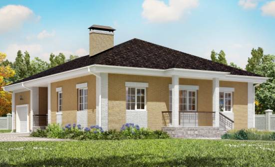 130-002-Л Проект одноэтажного дома, гараж, доступный загородный дом из бризолита Арзамас | Проекты домов от House Expert