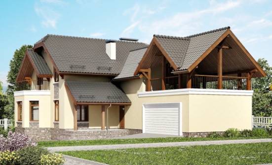 255-003-П Проект трехэтажного дома мансардный этаж, гараж, средний коттедж из газосиликатных блоков Богородск | Проекты домов от House Expert