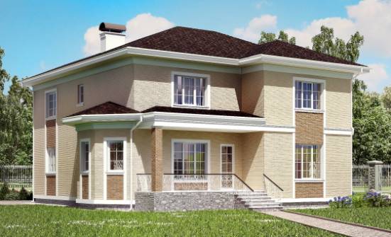 335-001-Л Проект двухэтажного дома, гараж, современный коттедж из кирпича Кстово | Проекты домов от House Expert