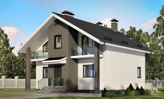 150-005-Л Проект двухэтажного дома с мансардой, современный домик из блока Кулебаки | Проекты домов от House Expert