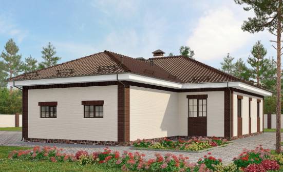 160-015-П Проект одноэтажного дома и гаражом, классический домик из газосиликатных блоков Саров | Проекты одноэтажных домов от House Expert