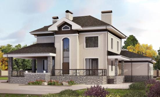 365-001-Л Проект трехэтажного дома и гаражом, просторный загородный дом из кирпича Павлово | Проекты домов от House Expert
