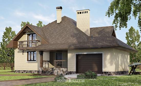 275-003-П Проект двухэтажного дома с мансардным этажом и гаражом, современный домик из кирпича Выкса | Проекты домов от House Expert