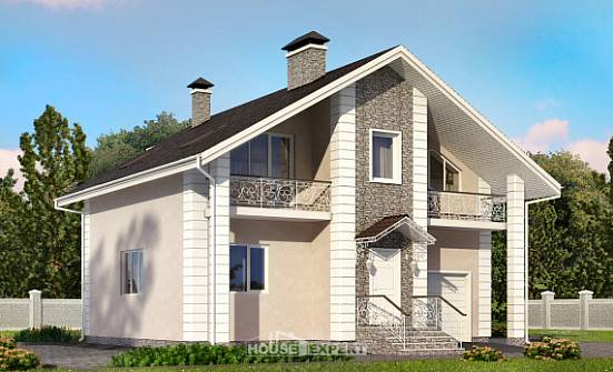 150-002-П Проект двухэтажного дома мансардный этаж, гараж, бюджетный домик из газосиликатных блоков Урень | Проекты домов от House Expert