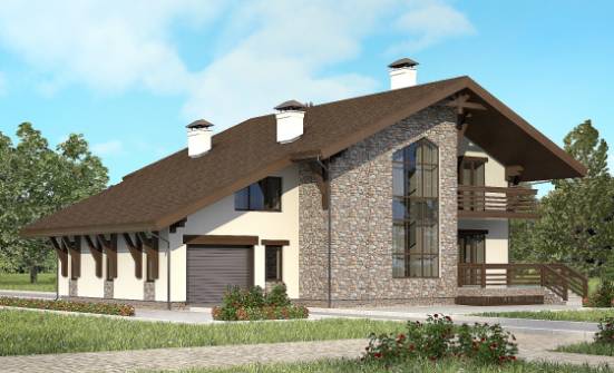280-001-П Проект двухэтажного дома с мансардным этажом и гаражом, уютный домик из кирпича Кстово | Проекты домов от House Expert
