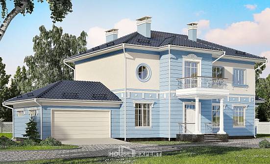 285-003-Л Проект двухэтажного дома и гаражом, большой коттедж из кирпича Балахна | Проекты домов от House Expert