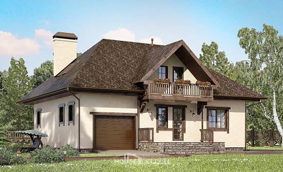 200-001-Л Проект двухэтажного дома мансардой, гараж, просторный коттедж из теплоблока Дзержинск | Проекты домов от House Expert