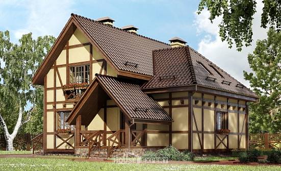 160-003-П Проект двухэтажного дома с мансардой, недорогой домик из теплоблока Богородск | Проекты домов от House Expert