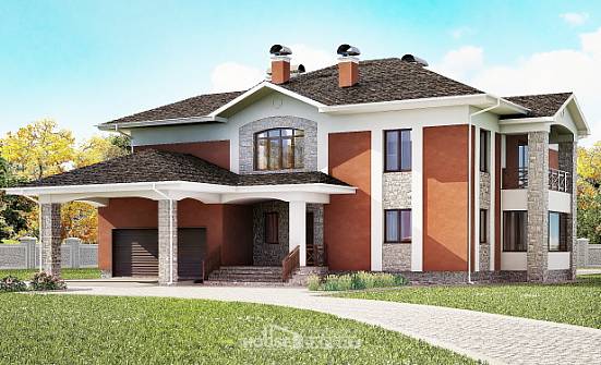 400-002-Л Проект двухэтажного дома, гараж, большой загородный дом из кирпича Бор | Проекты домов от House Expert