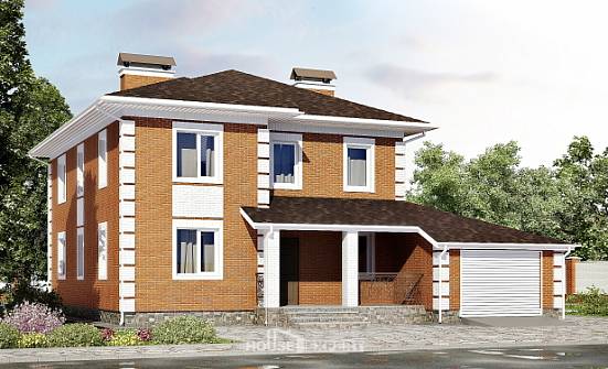 220-004-Л Проект двухэтажного дома, гараж, классический домик из кирпича Нижний Новгород | Проекты домов от House Expert
