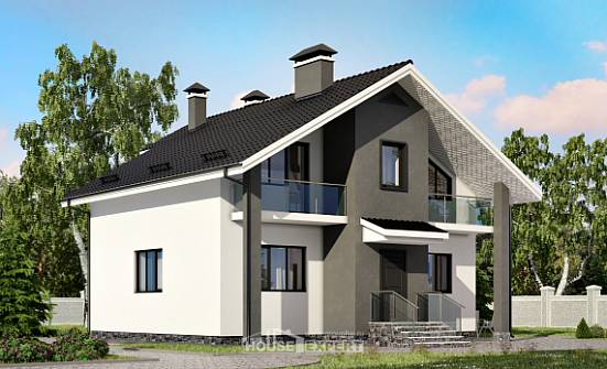150-005-Л Проект двухэтажного дома с мансардой, современный домик из блока Кулебаки | Проекты домов от House Expert