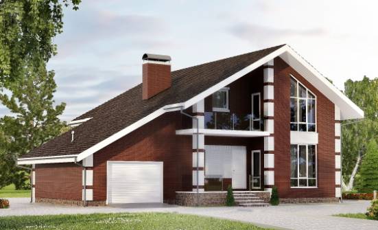 180-001-Л Проект двухэтажного дома с мансардой и гаражом, компактный домик из блока Кулебаки | Проекты домов от House Expert