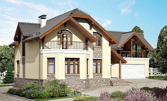 255-003-П Проект трехэтажного дома мансардный этаж, гараж, средний коттедж из газосиликатных блоков Богородск | Проекты домов от House Expert
