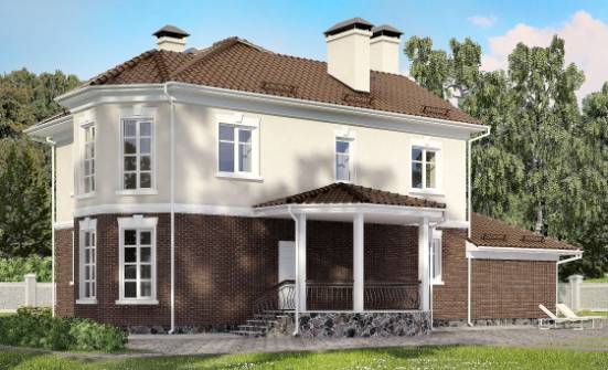 190-002-Л Проект двухэтажного дома и гаражом, средний коттедж из пеноблока Заволжье | Проекты домов от House Expert