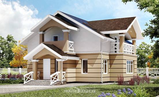 155-009-П Проект двухэтажного дома с мансардным этажом, доступный загородный дом из блока Кулебаки | Проекты домов от House Expert