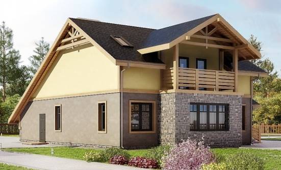 180-011-П Проект двухэтажного дома с мансардой и гаражом, бюджетный загородный дом из бризолита Дзержинск | Проекты домов от House Expert