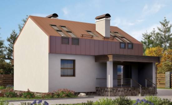 120-004-Л Проект двухэтажного дома мансардой, классический домик из поризованных блоков Городец | Проекты домов от House Expert