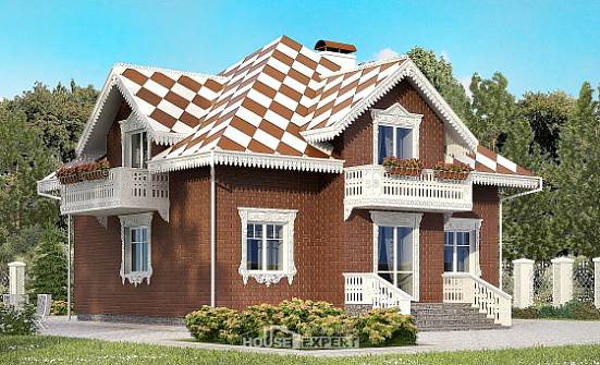155-003-Л Проект двухэтажного дома с мансардой, гараж, экономичный домик из твинблока Павлово | Проекты домов от House Expert