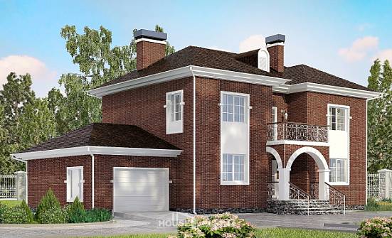 180-006-Л Проект двухэтажного дома, гараж, классический коттедж из кирпича Богородск | Проекты домов от House Expert