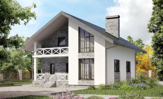 155-001-Л Проект двухэтажного дома с мансардой и гаражом, простой загородный дом из керамзитобетонных блоков Кулебаки | Проекты домов от House Expert