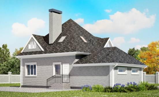 135-001-Л Проект двухэтажного дома с мансардой, гараж, компактный загородный дом из кирпича Арзамас | Проекты домов от House Expert