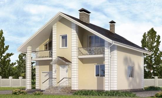 150-002-Л Проект двухэтажного дома мансардой, гараж, современный домик из твинблока Выкса | Проекты домов от House Expert