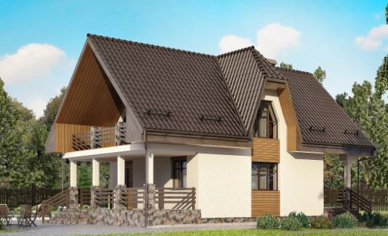 150-001-Л Проект двухэтажного дома с мансардой и гаражом, недорогой коттедж из твинблока Бор | Проекты домов от House Expert