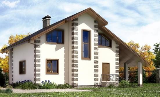 150-003-Л Проект двухэтажного дома мансардой, гараж, классический загородный дом из бревен Кулебаки | Проекты домов от House Expert