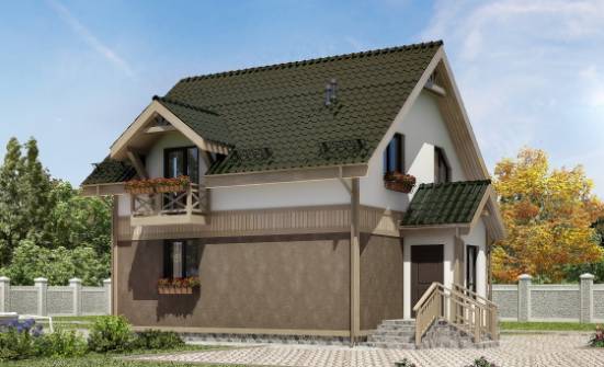 105-001-Л Проект двухэтажного дома с мансардой, небольшой дом из блока Нижний Новгород | Проекты домов от House Expert