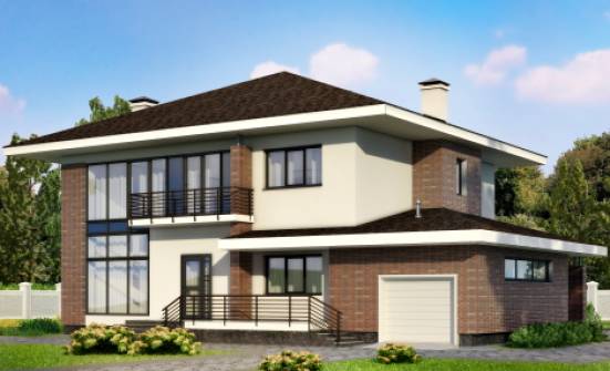 275-002-П Проект двухэтажного дома, гараж, современный загородный дом из кирпича Дзержинск | Проекты домов от House Expert
