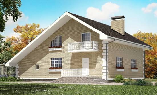 190-005-П Проект двухэтажного дома с мансардой и гаражом, классический коттедж из твинблока Выкса | Проекты домов от House Expert