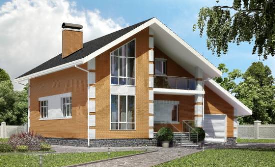 190-006-П Проект двухэтажного дома мансардой, гараж, классический домик из блока Нижний Новгород | Проекты домов от House Expert
