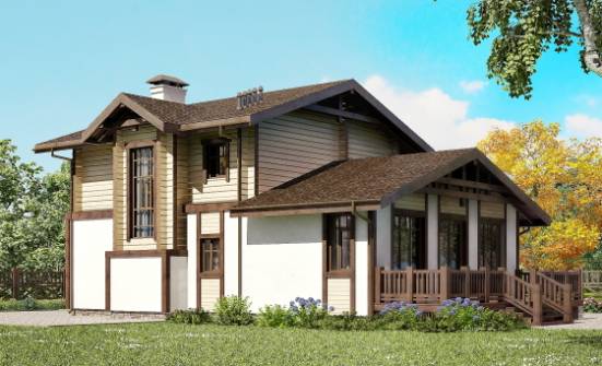 190-004-П Проект двухэтажного дома с мансардой, гараж, простой дом из газобетона из дерева Бор | Проекты домов от House Expert