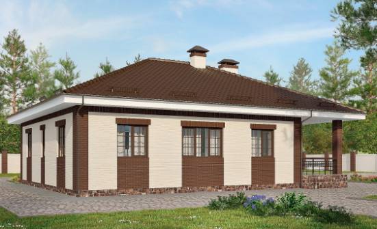 160-015-П Проект одноэтажного дома и гаражом, классический домик из газосиликатных блоков Саров | Проекты домов от House Expert