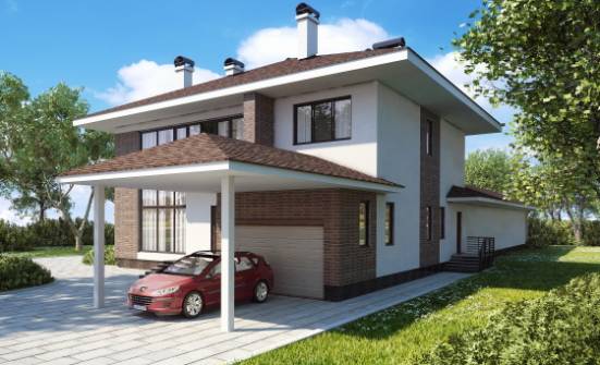 340-001-П Проект двухэтажного дома, гараж, большой загородный дом из кирпича Дзержинск | Проекты домов от House Expert
