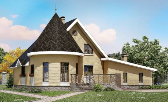 250-001-Л Проект двухэтажного дома с мансардой и гаражом, простой загородный дом из теплоблока Павлово | Проекты домов от House Expert