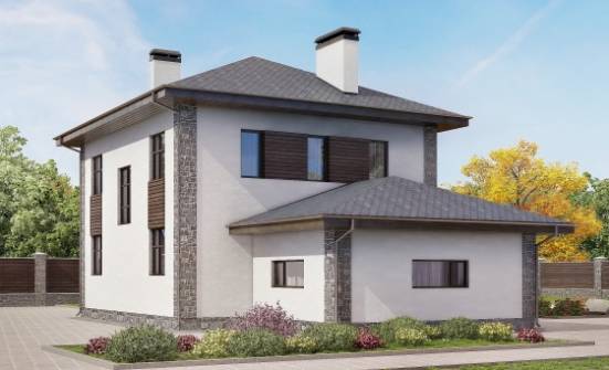 185-004-Л Проект двухэтажного дома и гаражом, простой коттедж из твинблока Лысково | Проекты домов от House Expert