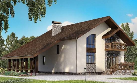 155-007-П Проект двухэтажного дома мансардой и гаражом, небольшой домик из поризованных блоков Дзержинск | Проекты домов от House Expert