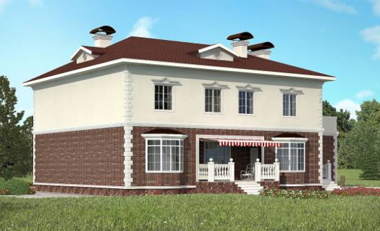 380-001-Л Проект двухэтажного дома и гаражом, огромный загородный дом из кирпича Лысково | Проекты домов от House Expert