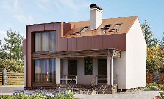 120-004-Л Проект двухэтажного дома мансардой, классический домик из поризованных блоков Городец | Проекты домов от House Expert