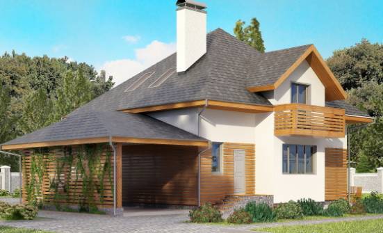 155-004-П Проект двухэтажного дома с мансардой и гаражом, бюджетный домик из теплоблока Павлово | Проекты домов от House Expert